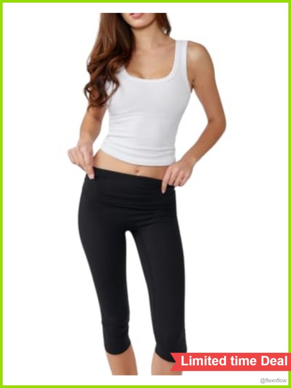 Foldover Waistband Capri Leggings High Rise Yoga Pants